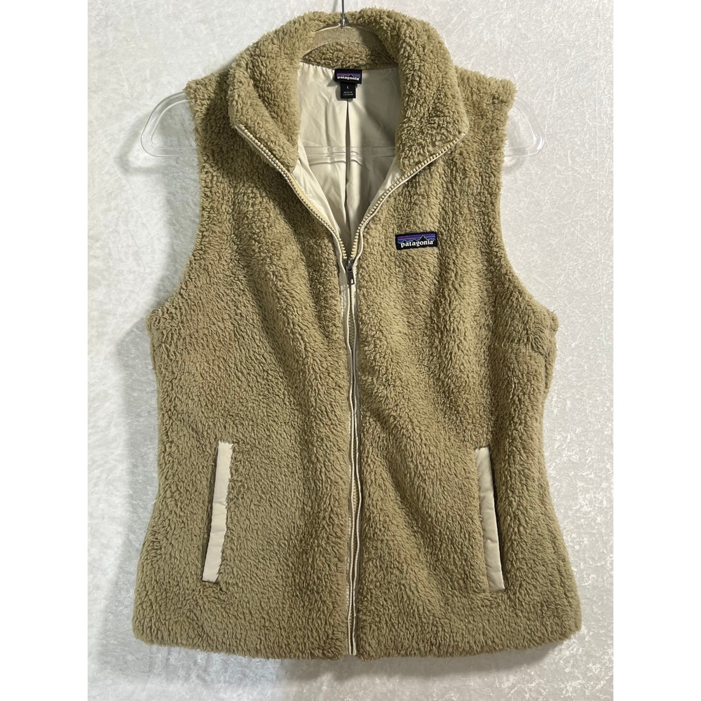 Patagonia Sherpa Vest, Beige, Pockets, Zip Closure, Women's Size Large